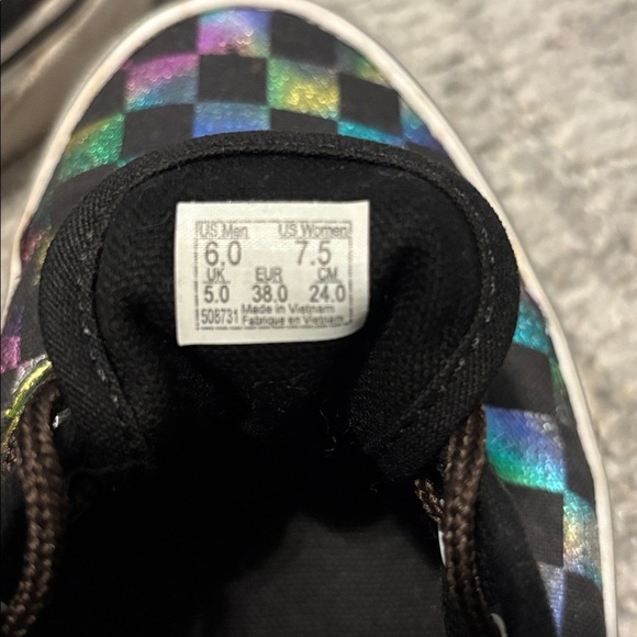 Vans Authentic Iridescent Checkerboard Lace Up canvas Skate Shoe Sneakers 7.5 W - Picture 7 of 8